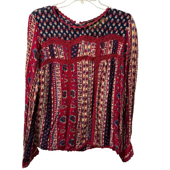 Maeve Bohemian Floral Print Long Sleeve Top Sz 12 multi blouse - Picture 2 of 12